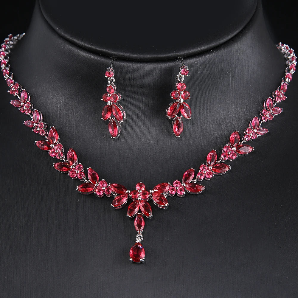 Emmaya Exquisite Jewelry Sets For Women Wedding Party Accessories Cubic Zircon Stud Earrings & Necklace Gift
