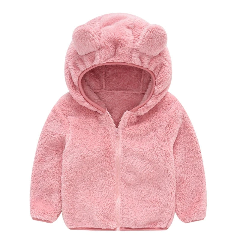 1-5 Years Flowers Autumn Winter Girls Jacket Fur Collar Keep Warm Little Princess Coat Hooded Zipper Baby Outerwear Kids Clothes