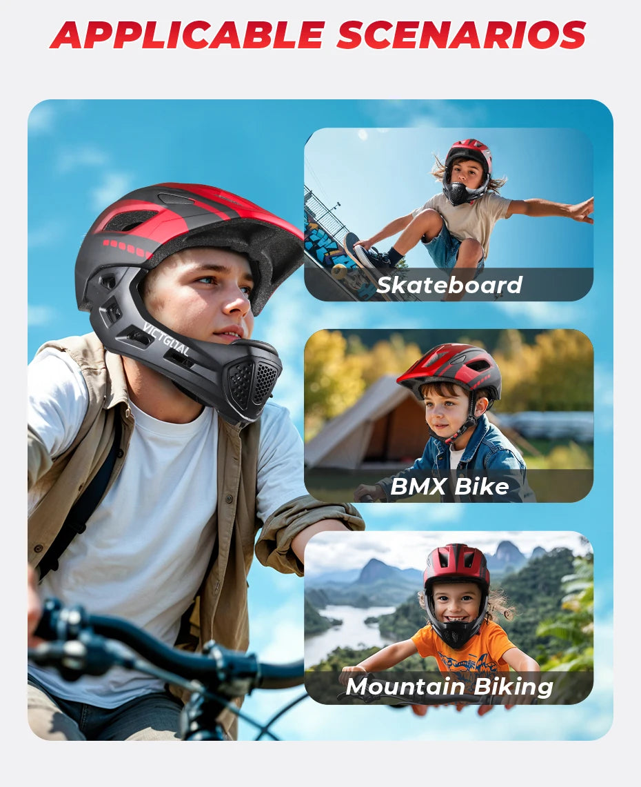 VICTGOAL Kids Detachable Full Face Bicycle Helmet Child Sports Safety Cycling Protection for Balance Bike Roller Skating Caps