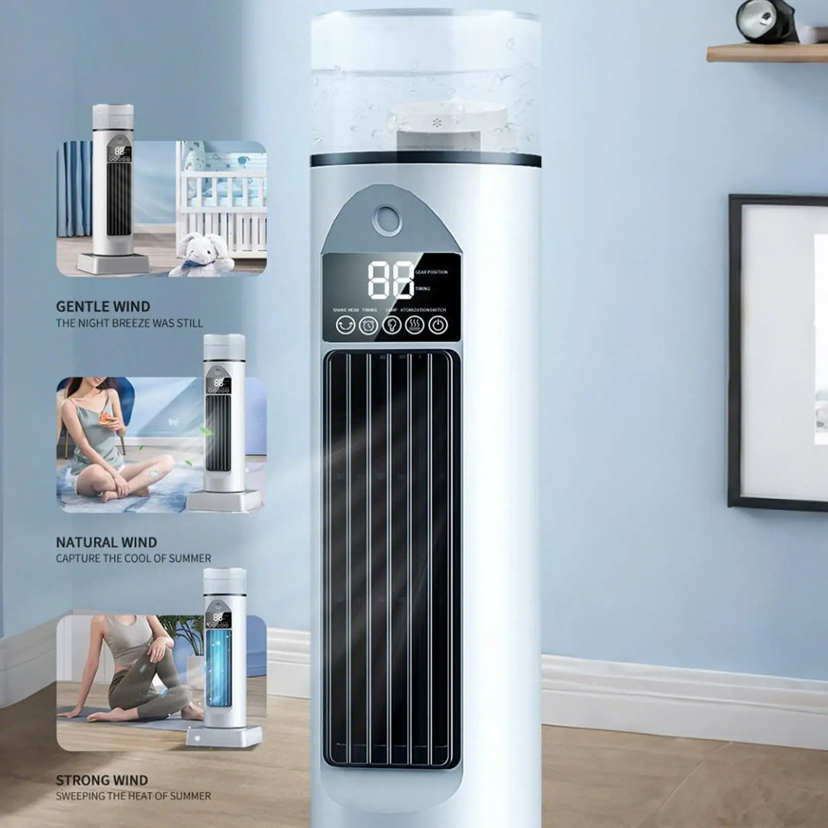 USB Leafless Spray Fan Blow Cold Air Space Cooler Bladeles Cooling Fans Quiet Cool Bladeless Gadgets With Timer & Remote