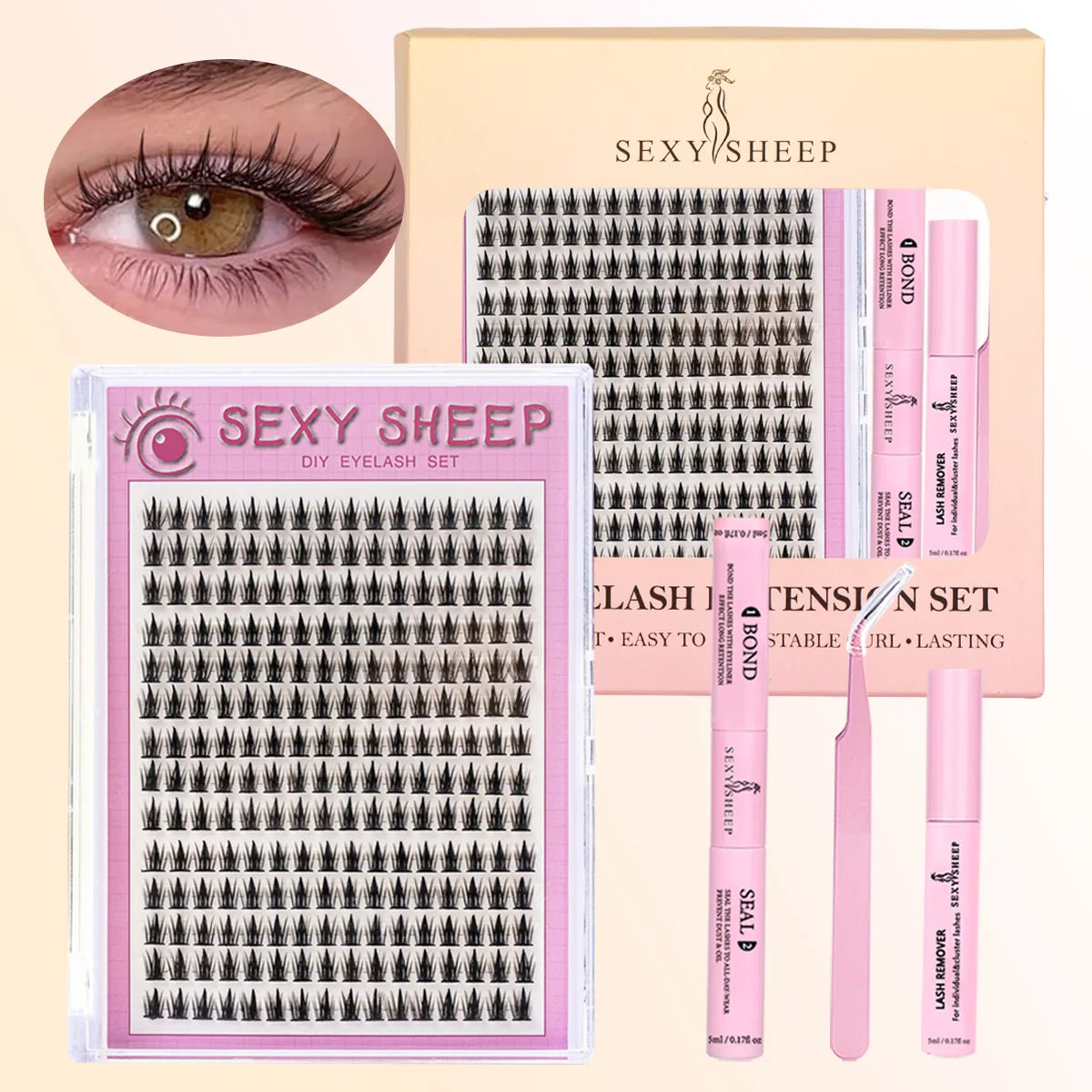 Lashes Clusters Kit Natural Look with Bottom Eyelash Wispy Individual Lash Mix Length with Bond&Seal Makeup Tools