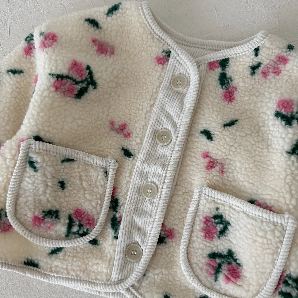 Wholesale 0-3 Y Baby Girls Clothes Full Of Floral Print Girls Thicken Jacket Fur Lining Girls Fur Coat Kids Girls Outfit