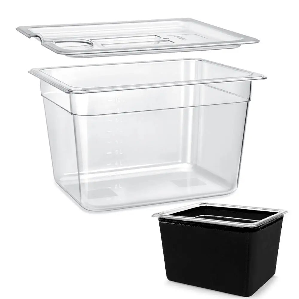 Low Temperature Slow Stew Cooker Recirculator Immersion Thermostatic Container 11L/12 Quart with Black Insulated Cover Home