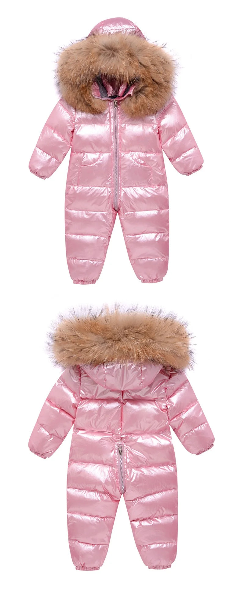RAISE -30 Degree Russian Winter Baby Snowsuit Real Fur Waterproof Baby Boy Winter Rompers Newborn Jumpsuit Toddler Girl Overalls