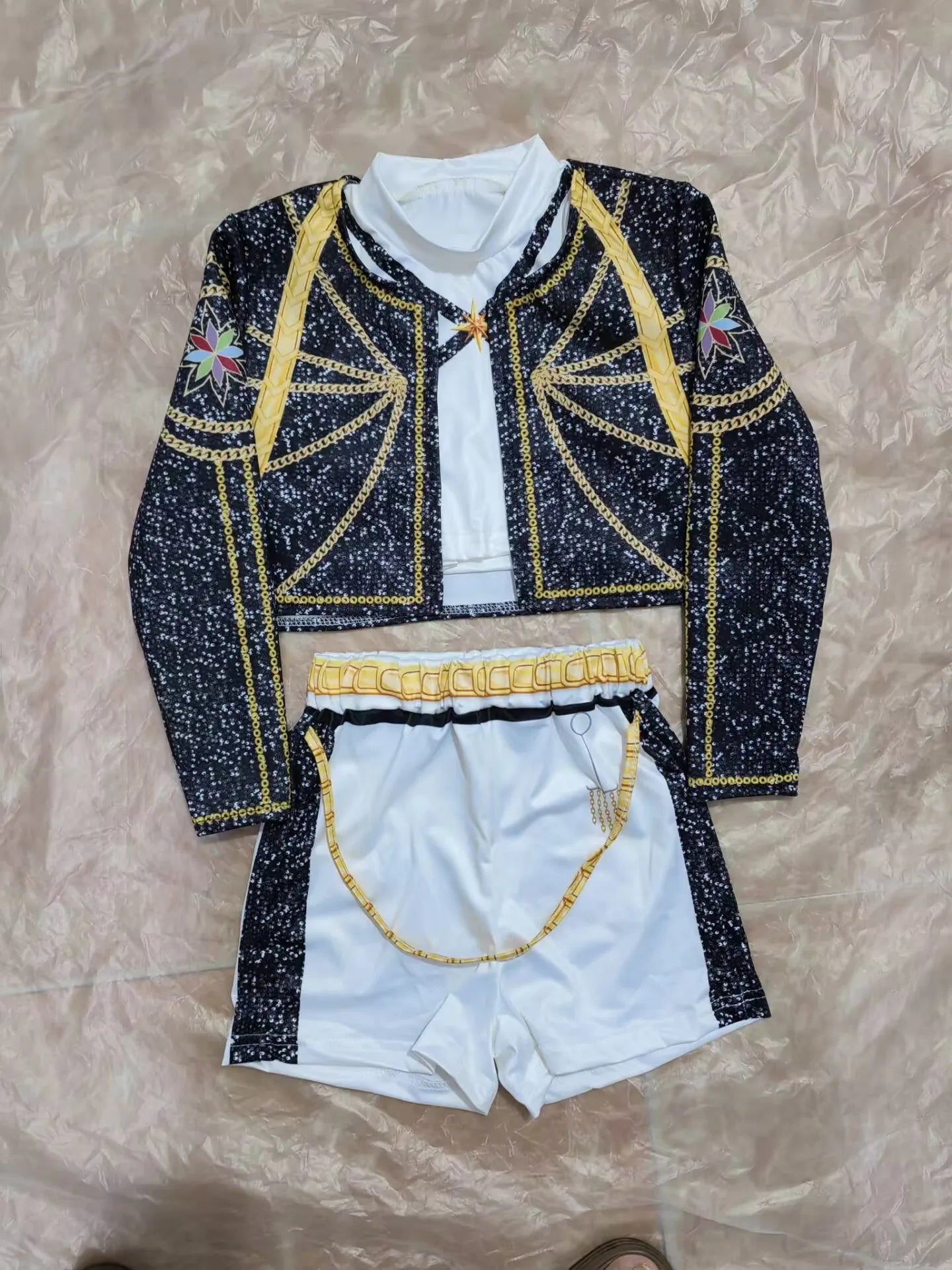 Cool Girl Cosplay Golden Costume Kids 3D Print Idol Group Singing Stage Performance Costume Child Halloween Party Clothes Suit