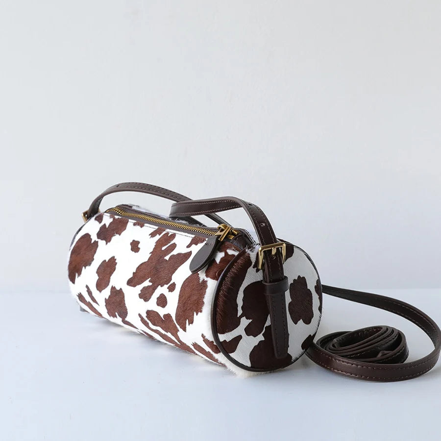 Fashion Commute Underarm Bag, Cow Pattern Cylinder Handbags, Fashion Leopard Print Cool Girl Bag, Single Shoulder Crossbody Bag