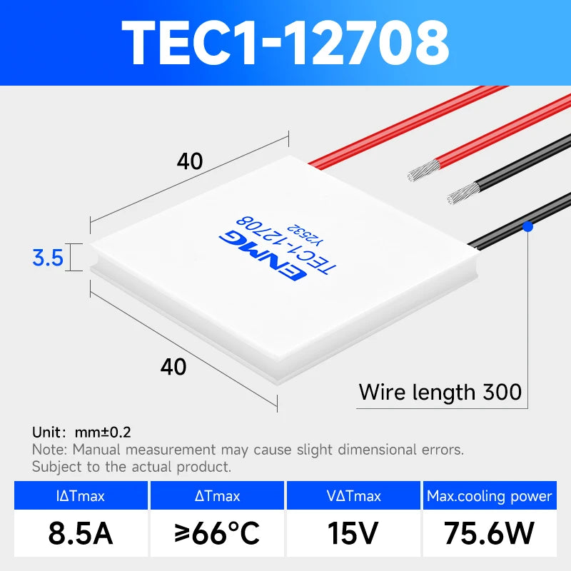 ENMG TEC1-12706 / TEC1-24106 Thermoelectric Cooling Module-12V/24V Peltier Cooler for DIY&Industrial Applications Peltier Effect