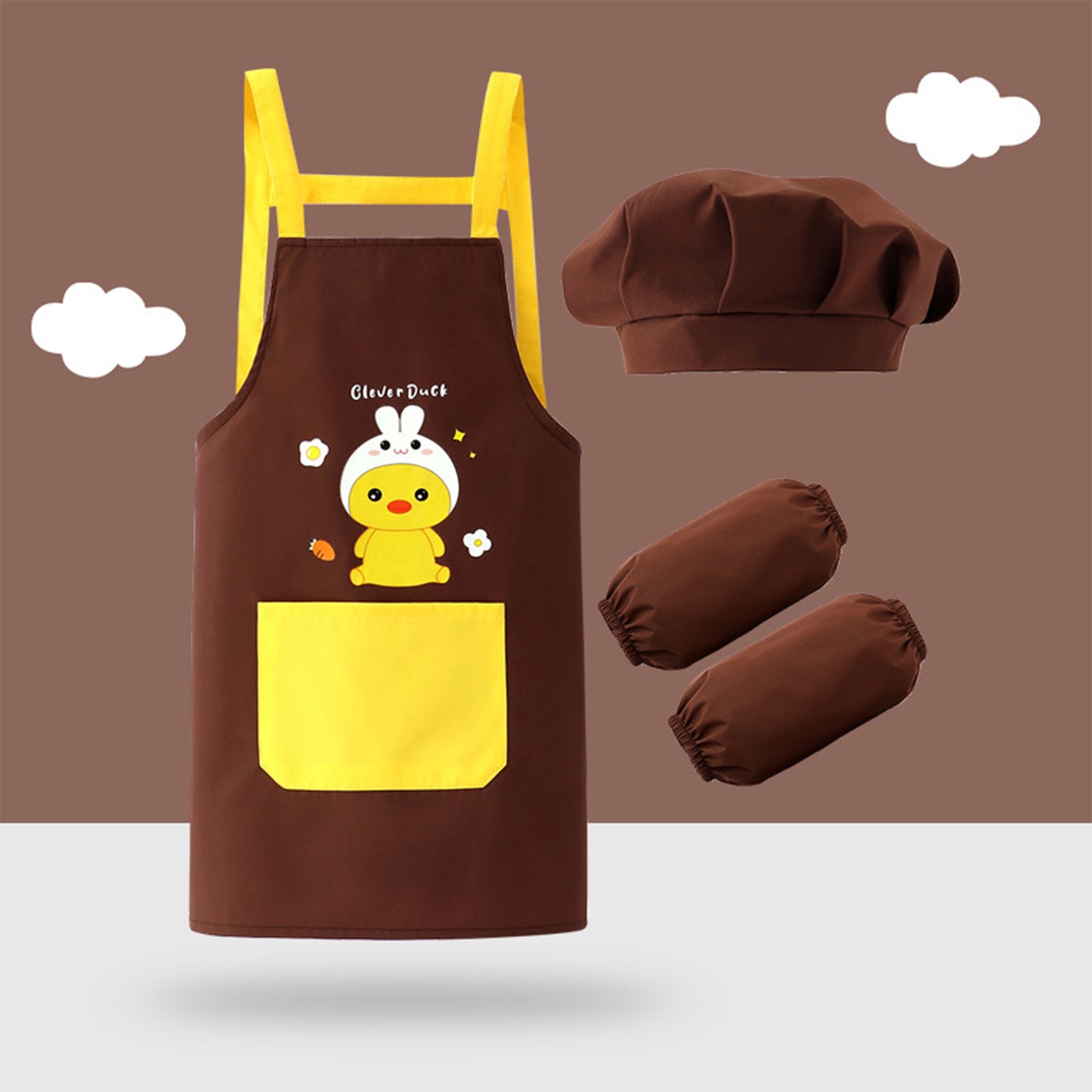 Kids Artist Costume Accessories Set Painter Dress-Up with Hat Animals Pattern Apron Arm Sleeve for Halloween Career Day Costume