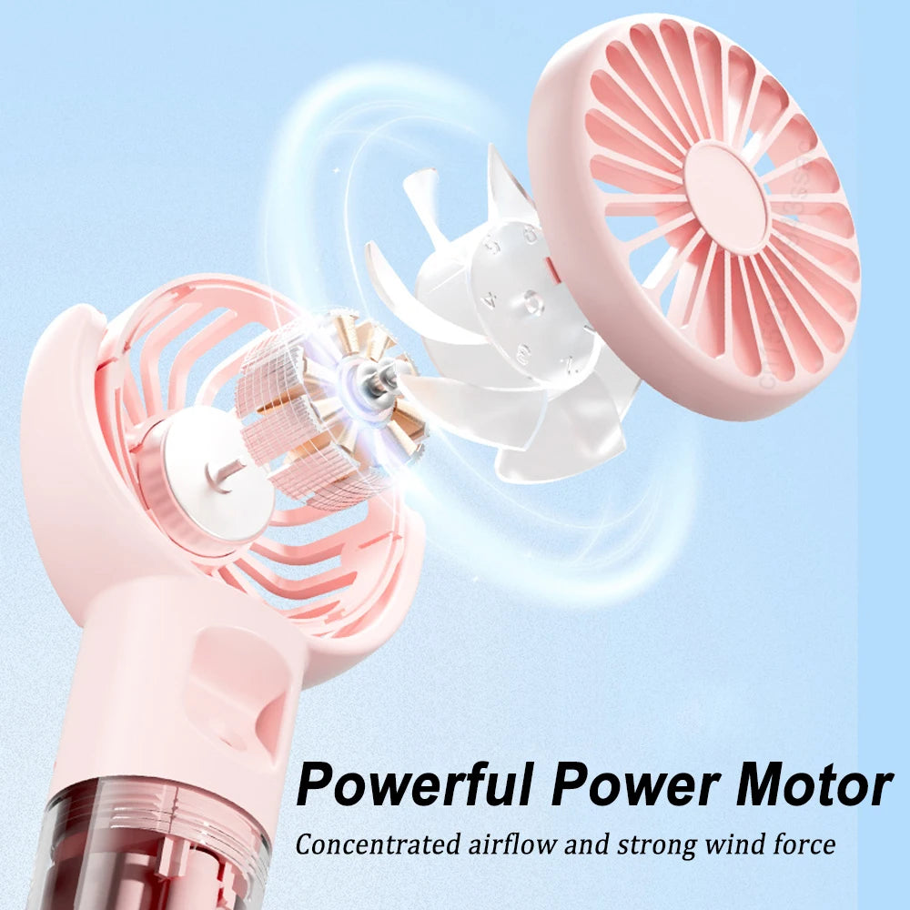 Portable Fan Mini Handheld Humidifier Fan USB Rechargeable Portable Handheld Mist Fan with Humidifier Mini Water Spray Hand Fans