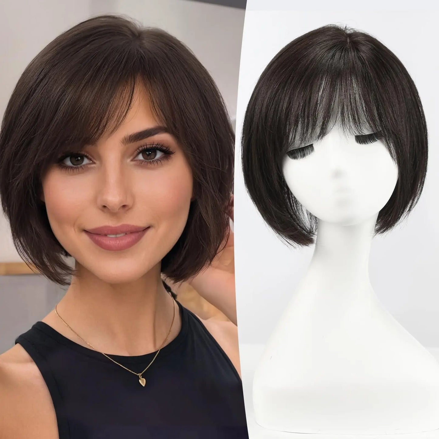 Ombre Gray Blonde Real Human Hair Toppers 6.5*6.5inch Large Base 4Clips Topper 10inch Hair Topper for Women with Bangs Side Part