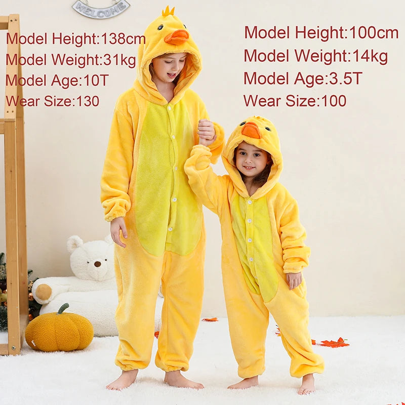 MICHLEY Christmas Capybara Flannel Blanket Sleepers Onesie Hooded Children Costume Clothes Jumpsuit Sleepwear For Boys Girls