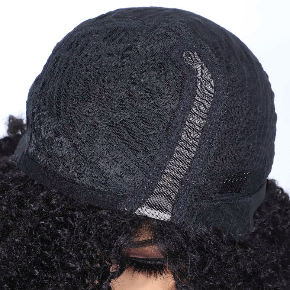 Lekker Short Pixie Afro Kinky Curly C Part Lace Bob 100% Human Hair Wigs For Women Brazilian Remy Hair Glueless Daily Black Wigs