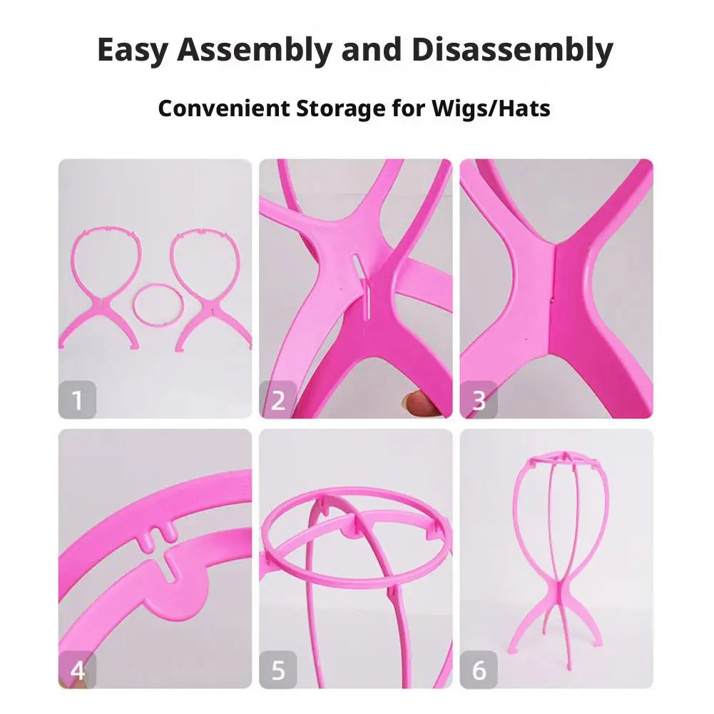 Portable Folding Wig Stand, Plastic Mannequin Head Holder for Hat & Hair Display   Adjustable 36x16Cm Wig Display Tool