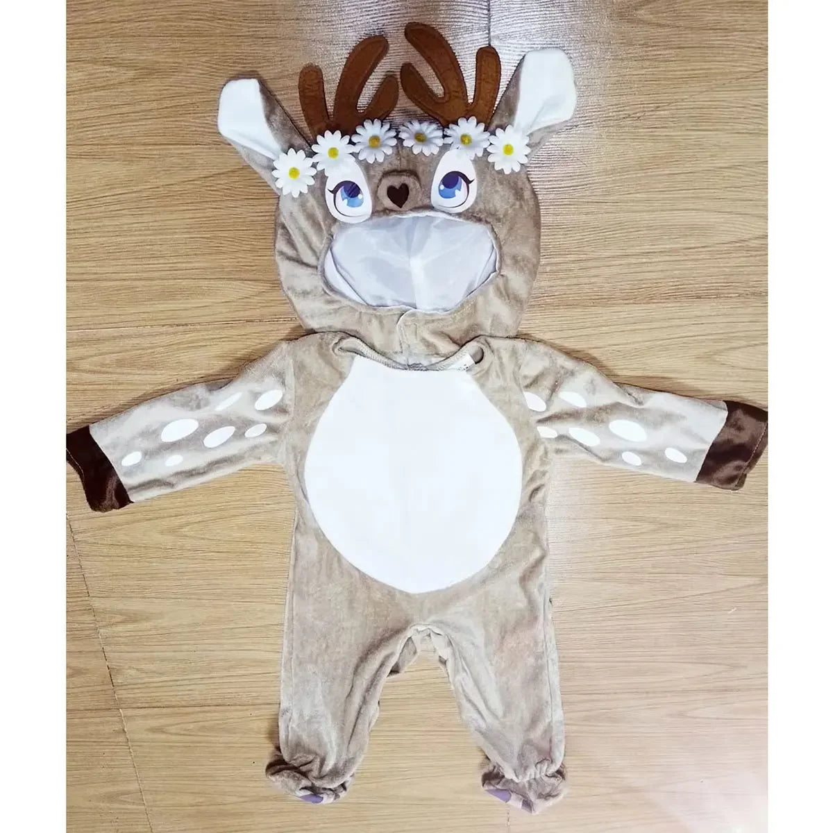 Little Deer Fawn Costume for Baby Boys Girls 6M 12M 18M 2pcs/Set Hood Romper With Shoes Christmas Purim Fancy Dress Umorden