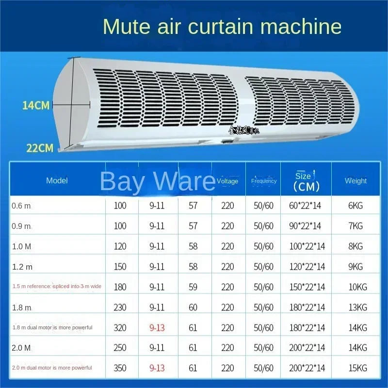 220V Commercial Air Curtain Door for Supermarket and Cold Storage with Silent Operation CAA