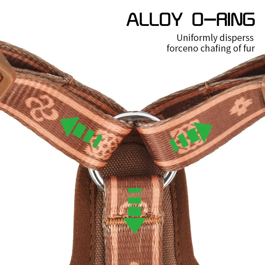 Pet Dog Harness with Durable Webbing  Anti-Deformation Alloy Ring 4 Points Adjustable Breathable Reflective Pet Leash Small Dog