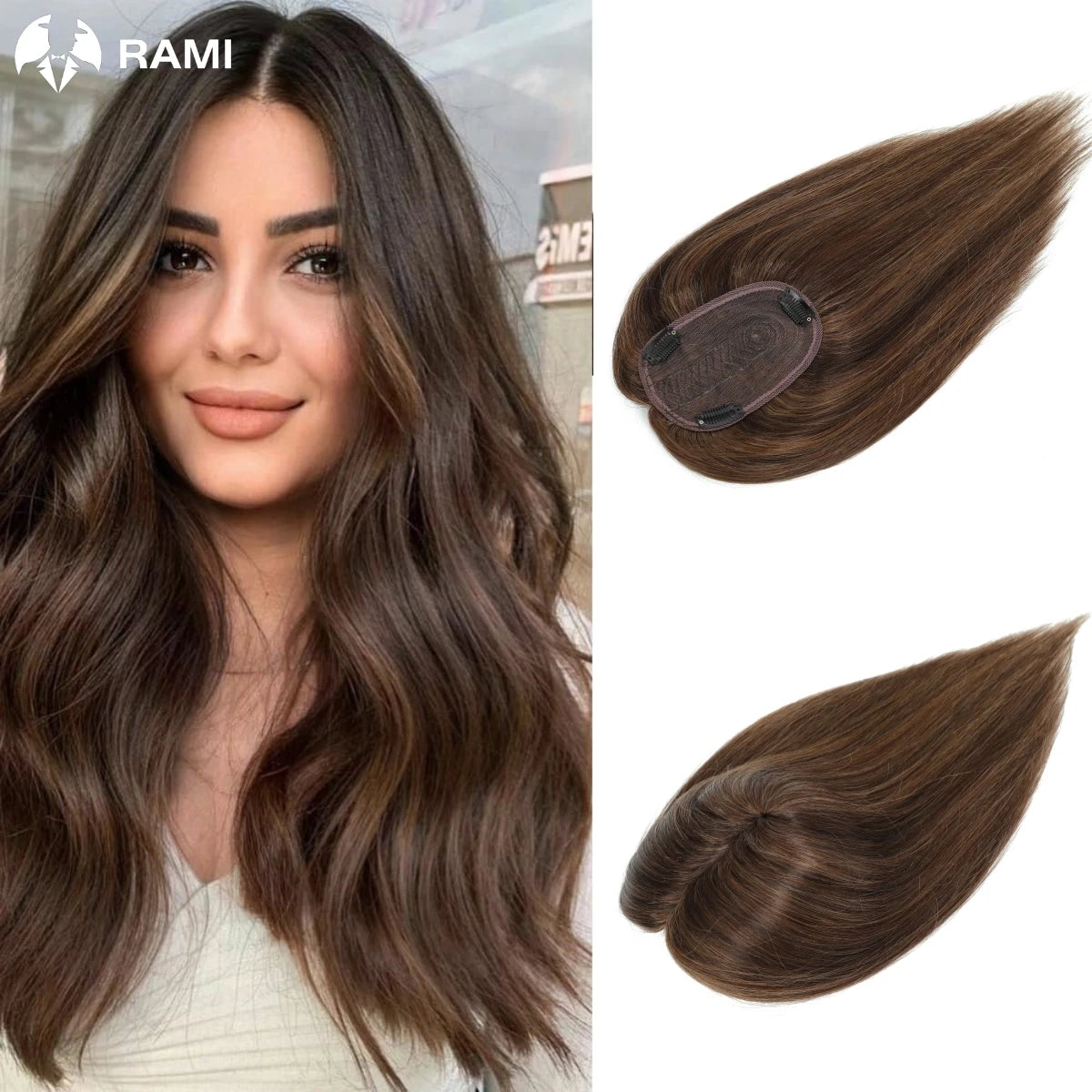 Natural Hair Topper Human Hair Accessories For Women Straight Hair Clips Wigs 18inch Lady Hairpieces Machine Made Base Toppers