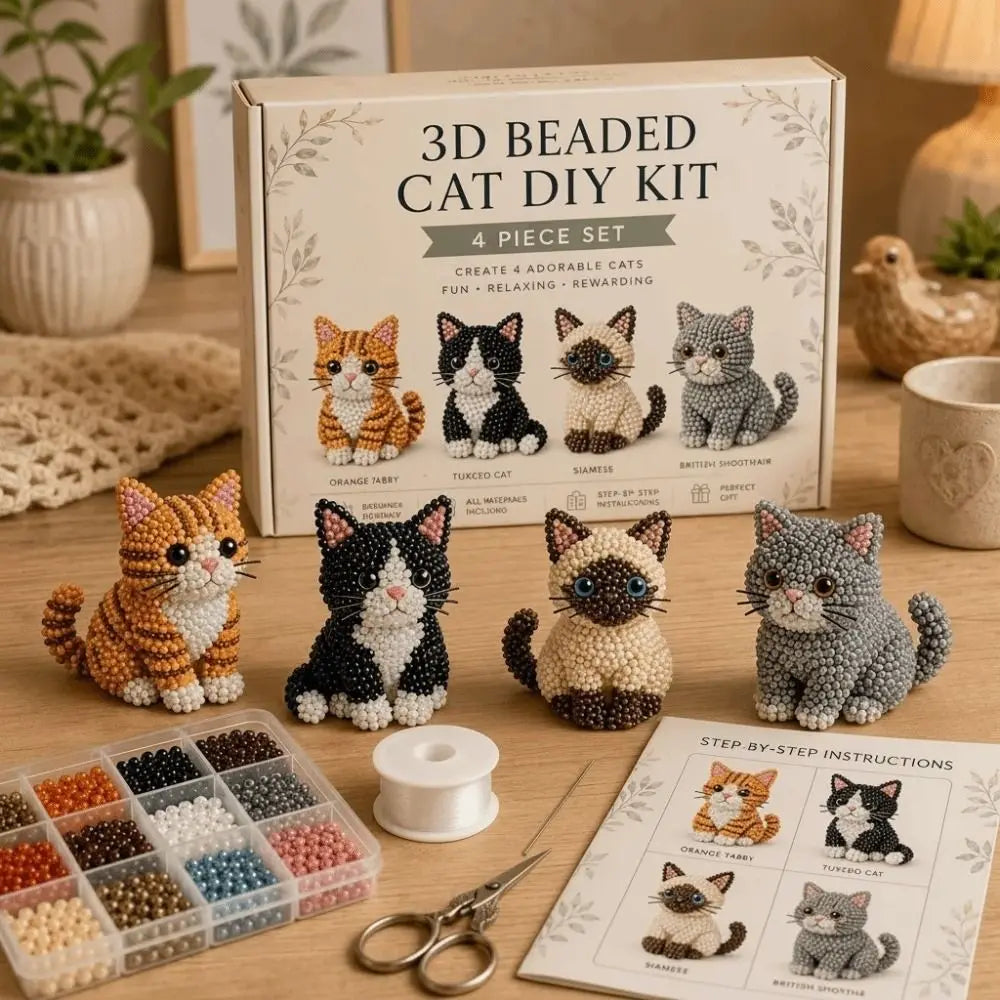 Tiny Beads 3D Beaded Animal Kit Cute Design Animal Shape Handmade Bead Art Kit Creative Craft DIY Bead Craft Kit
