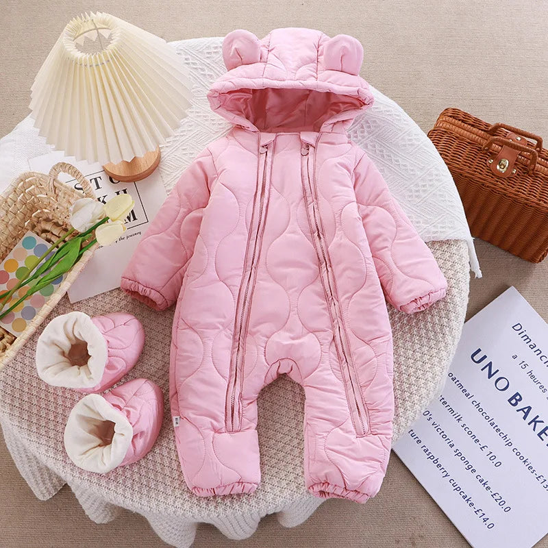 Newborn Baby Autumn Winter Romper Double Zippers Cotton-padded Warm Thicken Rompers Toddler Playsuit Infant One-piece Clothing
