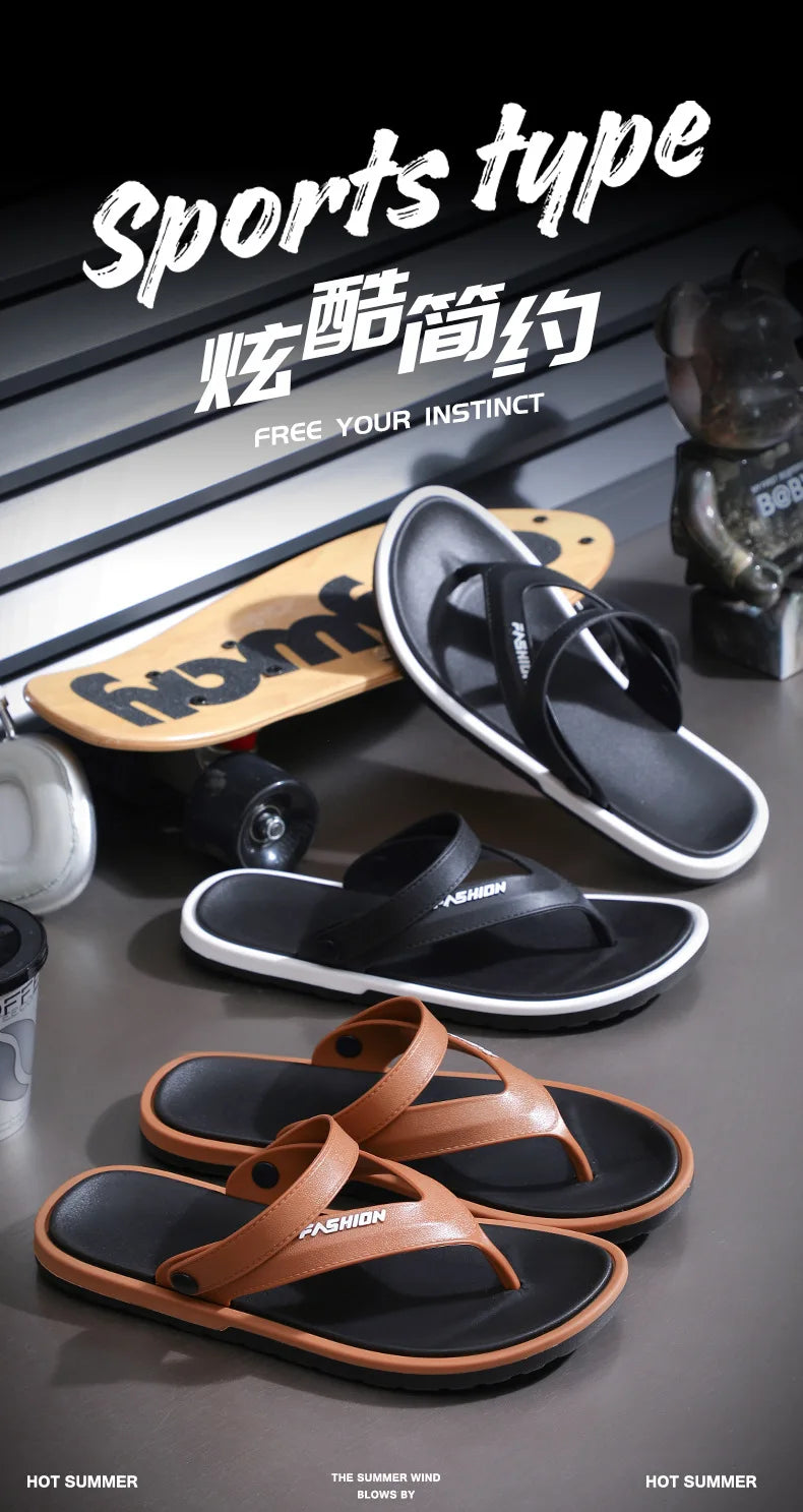 Flip-flops men's fashion trend summer foreign trade cross-border external wear breathable and wear-resistant toes two sandals