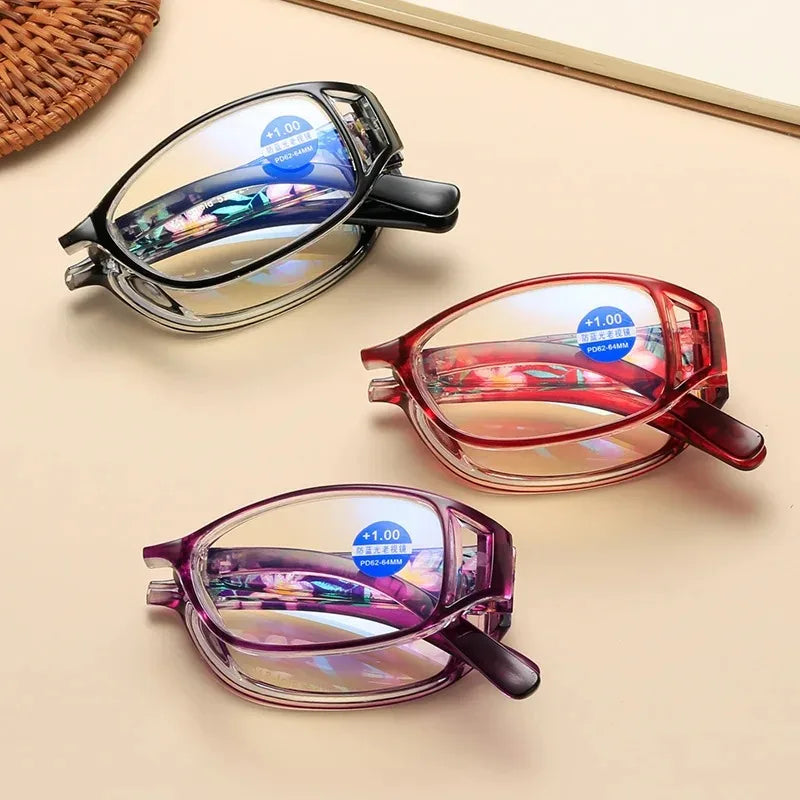 New Folding Reading Glasses Women Men Anti-Blue Light Portable Magnifying Presbyopia Eyewear +100+400 Eyeglasses