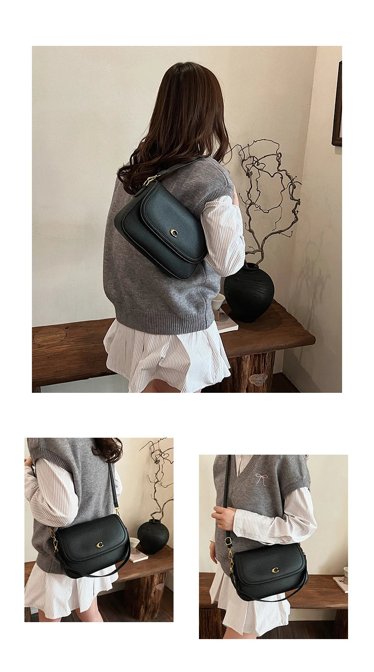 Retro Luxury Women Shoulder Bag Elegant Leather Crossbody Bag High End Tote Vintage Classic Designer