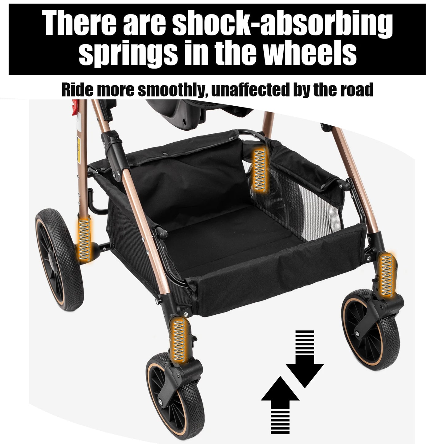 3-in-1 Baby Stroller with Bassinet & Car Seat Mode, 5-Point Harness, One-Hand Fold & Lightweight Design for Compact Storage