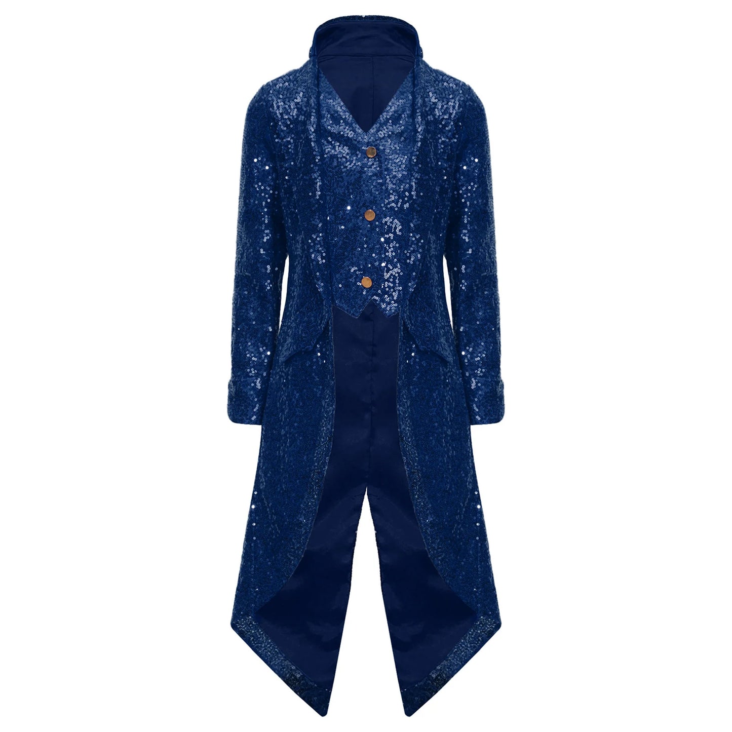 Kids Boys Halloween Medieval Renaissance Costume Sparkly Sequins Victorian Tailcoat Jacket Frock Coat Long Sleeve Gothic Tuxedo