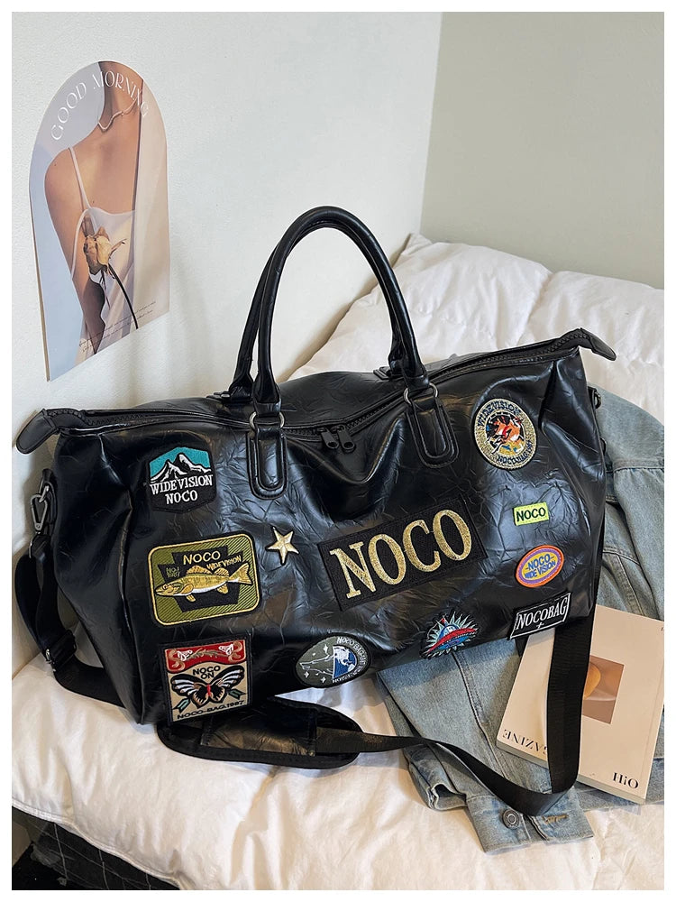 Fitness Travel Bag Suitable for Both Men and Women, Can Be Carried by Hand, Worn over the Shoulder or Cross-Body， Pu Leather Bag
