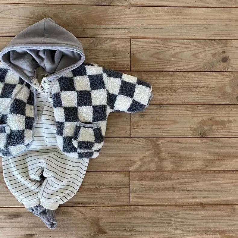 2024 Autumn Winter Plush Baby Coats Baby Thicken Lamb Plush Cotton Jacket For BoysGirls Outdoor Windproof Baby Winter Clothes
