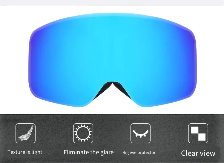 Adult Ski Snowboard Goggles Unisex Double Anti-Fog UV400 Cylindrical Lens Skiing Eyewear Mask Snow Protection over Glasses