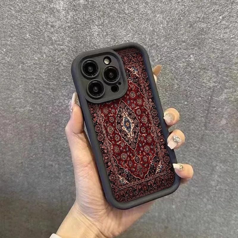 Vintage Pattern Bumper Phone Case For iPhone 17 16 15 14 13 12 11 Pro Max XS XR X 7 8 Plus 16E 17 Air 13 Mini Silicone TPU Cover