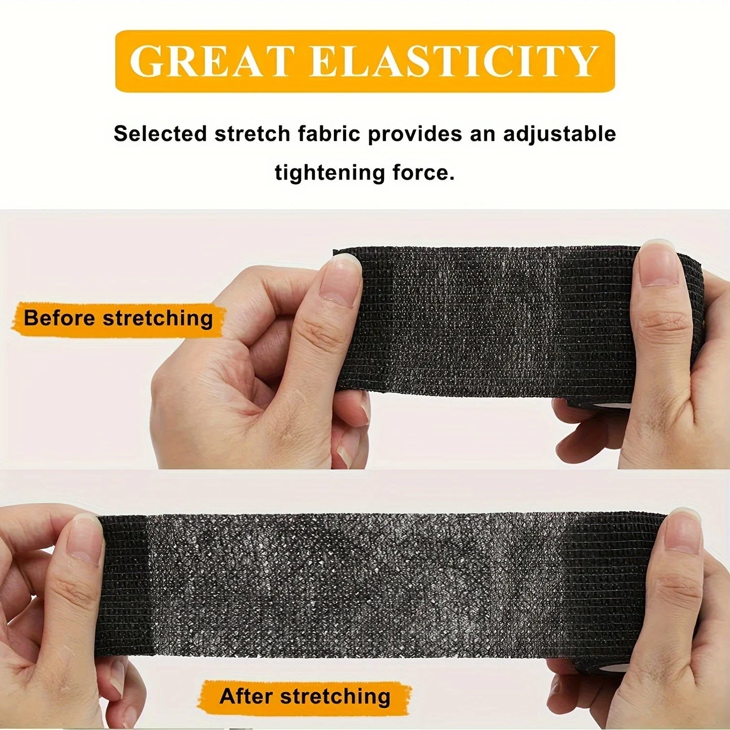 48/24/3PCS Black Tattoo Grip Cover Wraps Self-Adhesive Elastic Bandage Tape Breathable Strong Sports Tape Athletic Bandage Rolls