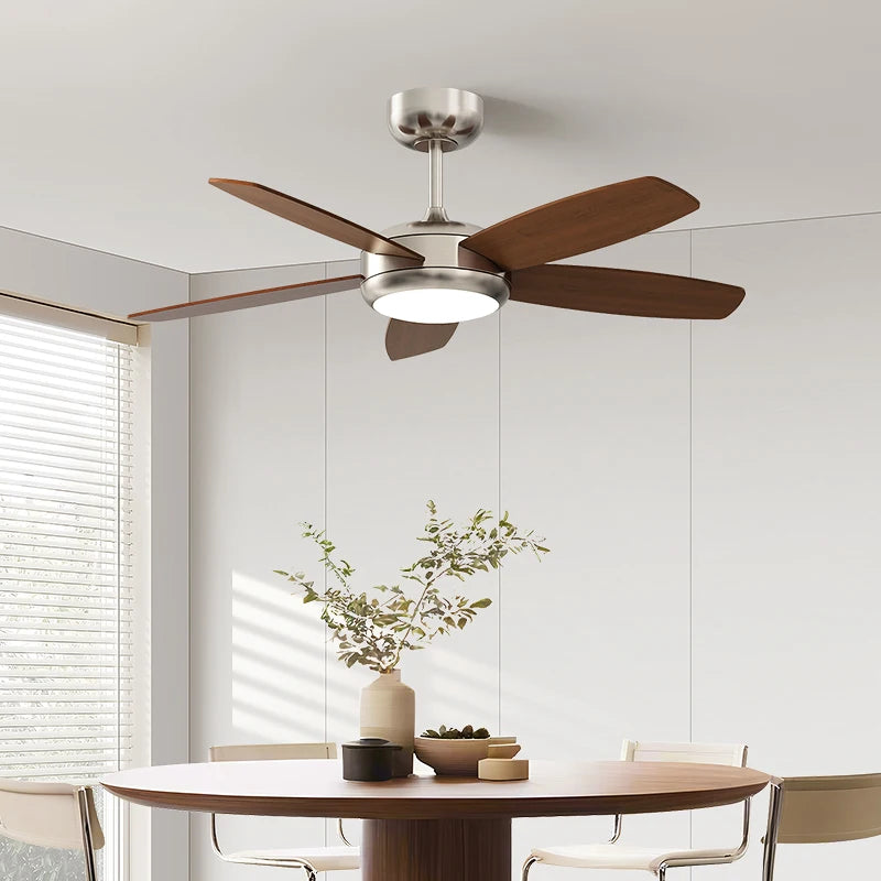 Living Room Fan Lamp Chandelier, Vintage American Style, Bedroom Room Electric Fan Integrated Silent Inverter, Dining Room Ceili