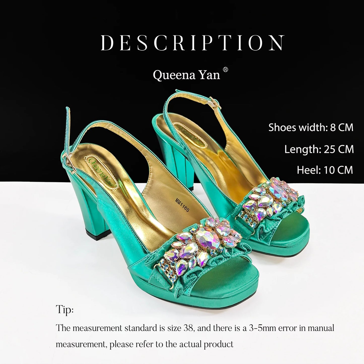 Queena Yan Spot goods Elegant Women Heels Shoes and Bag Set Decoration Rhinestones Women High Heels Shoes OL Bag And Shies