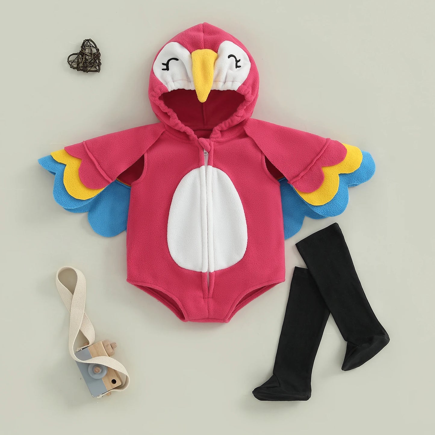 Baby Halloween Costumes Outfit Girl Boy Hooded Romper Jumpsuit With Long Socks Bird Cosplay Costumes Clothes