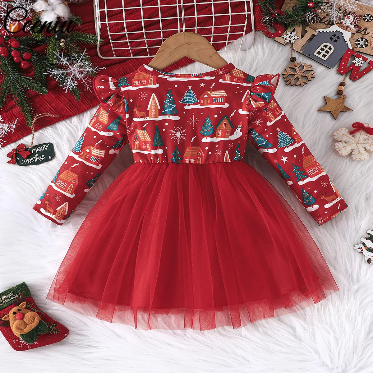 Baby Dress For New Year Green Tree Print Xmas Christmas Dress For Newborns Toddler My First New Year Girls Costumes