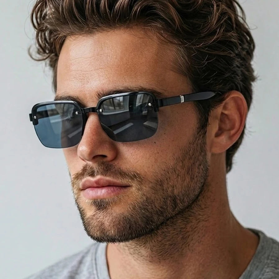 Rimless Sunglasses Rectangle Fashion Popular Men Shades Small Square Sun Glasses For Female Male Summer Traveling Oculos
