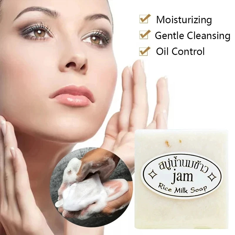 12 X 65g Thai Jam Rice Milk soap Natural gluten collagen vitamin Handmade soap skin care