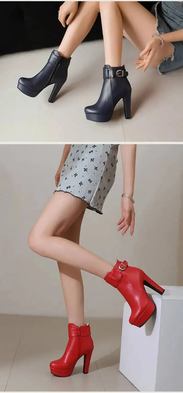 Fashion Boots Women Shoes Autumn Winter Sexy Platform Ankle Boots for Women Black Red Yellow White Short Lady Shoes Large Size