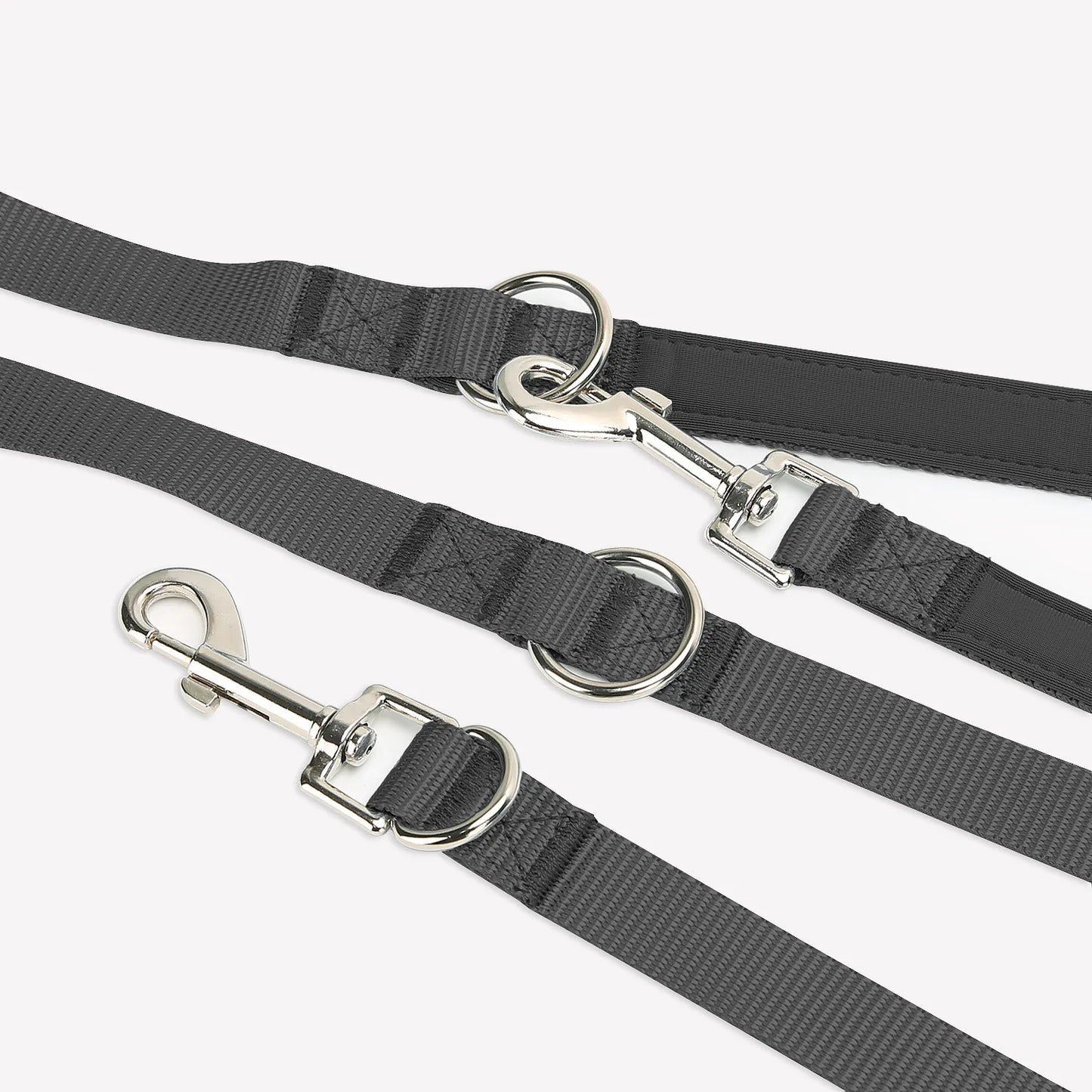 Crossbody Dog Leash Versatile Crossbody Waist Leash with 3 Rings Puppy Walking Leash Reflective Nylon Multifunctional Pet Rope