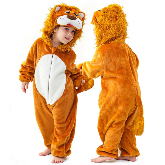 MICHLEY Halloween Lion Baby Rompers Clothes Hooded Flannel Cosplay Toddler Infant Pajamas Bodysuit Jumpsuit Costume For Kids Boy