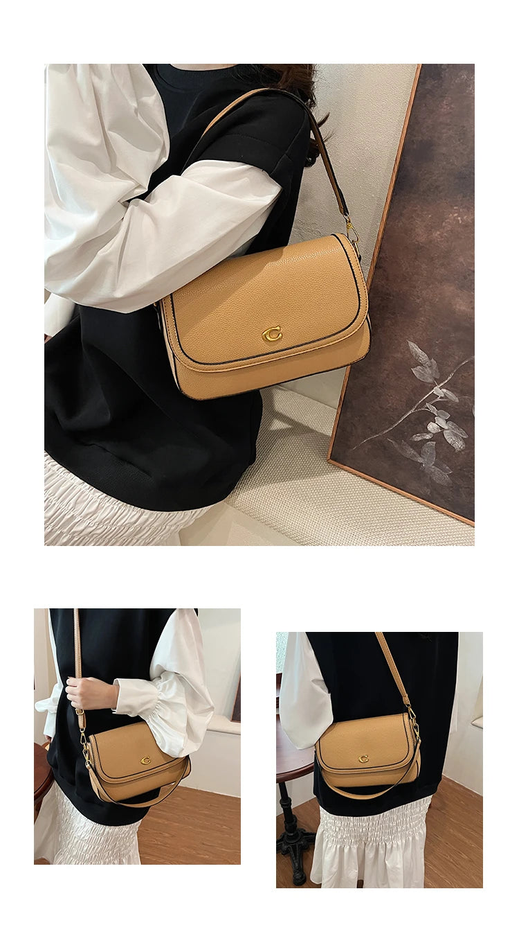 Retro Luxury Women Shoulder Bag Elegant Leather Crossbody Bag High End Tote Vintage Classic Designer