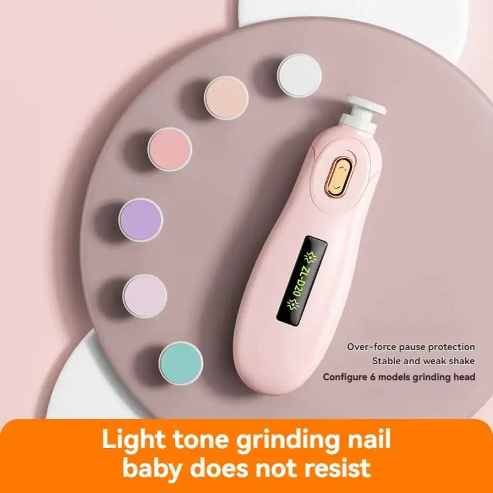 Electric Baby Nail Trimmer Safety 6 Grinding Heads Baby Nail Grinder Silent Child's Newborn Nail Clippers Manicure Tool Set
