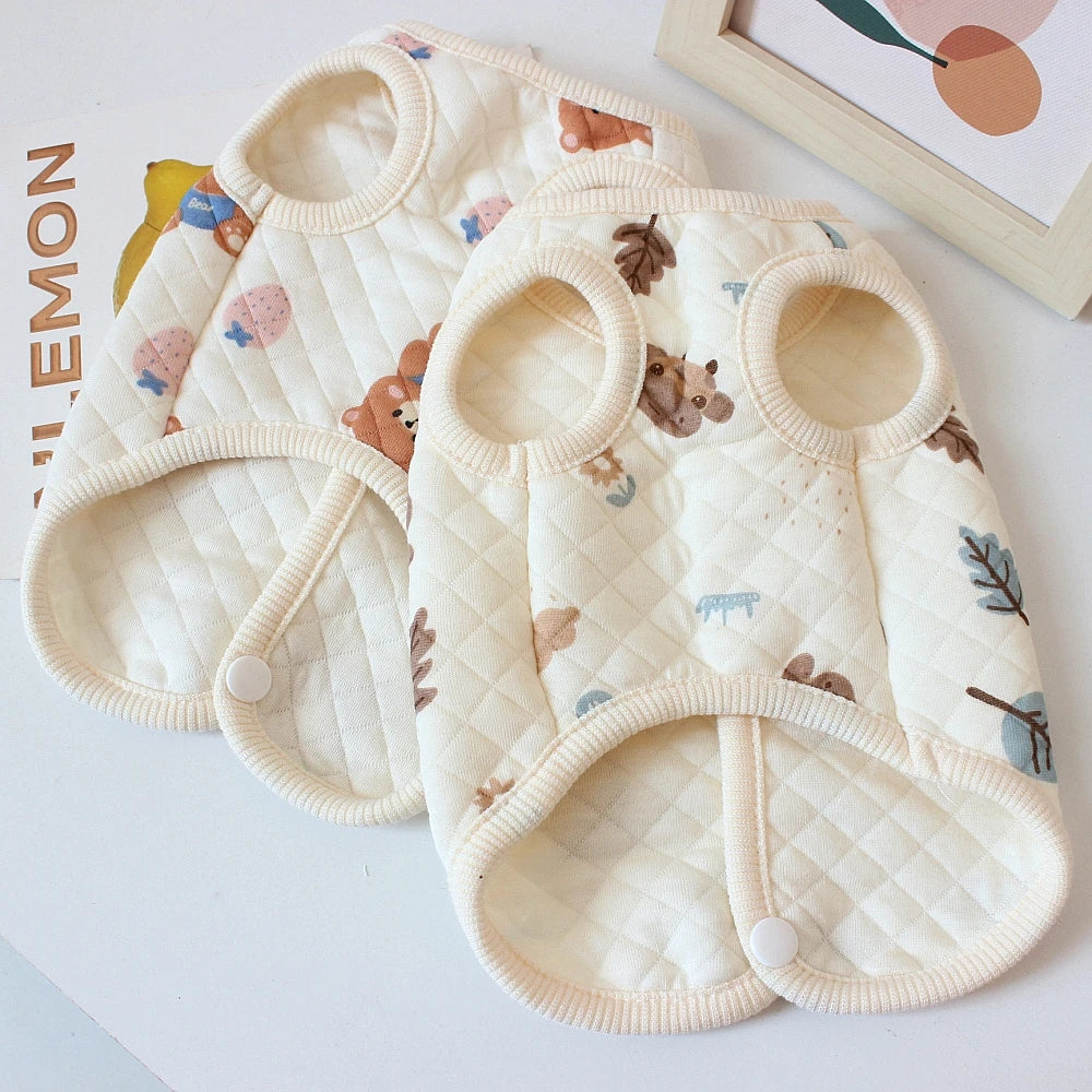 Cotton Pet Open Cardigan For Small Medium Dogs Cats Winter Warm Dog Clothes Teddy Bichon Cute Dogs Vest Pet Apparel