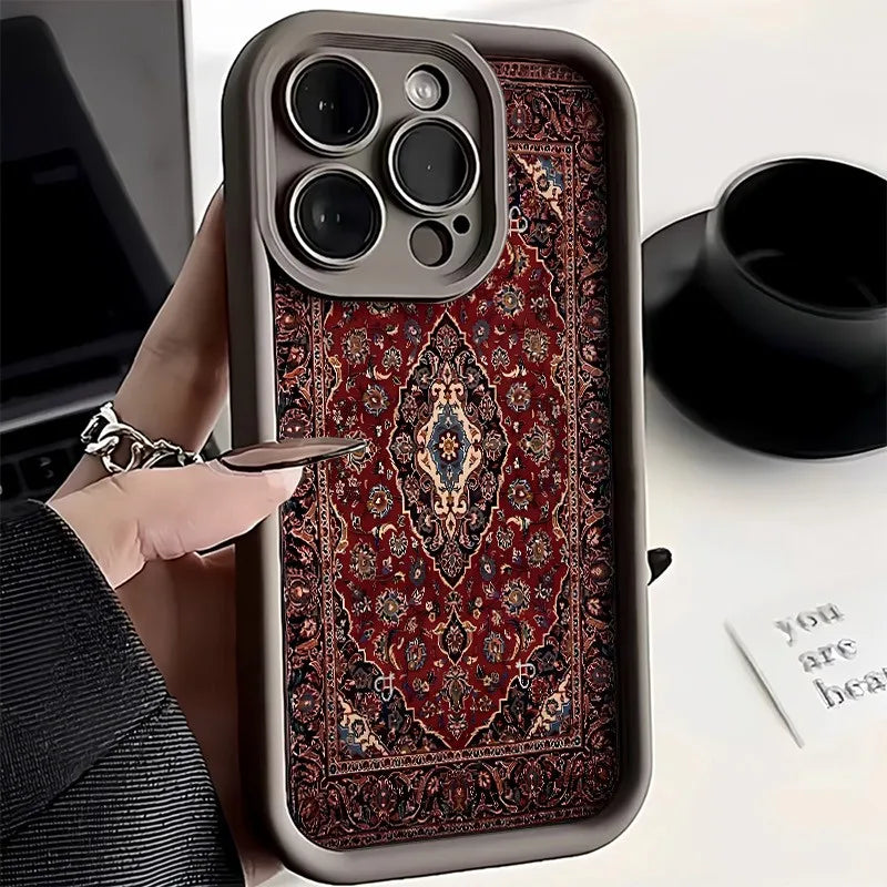 Vintage Pattern Bumper Phone Case For iPhone 17 16 15 14 13 12 11 Pro Max XS XR X 7 8 Plus 16E 17 Air 13 Mini Silicone TPU Cover