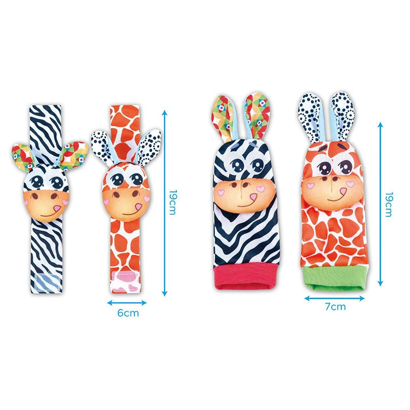 0-12 Months Baby Sock Rattles Cartoon Children Infant Wrist Strap Rattle Toys Baby Rattle Socks Wrist Baby Rattles Newborn Toy