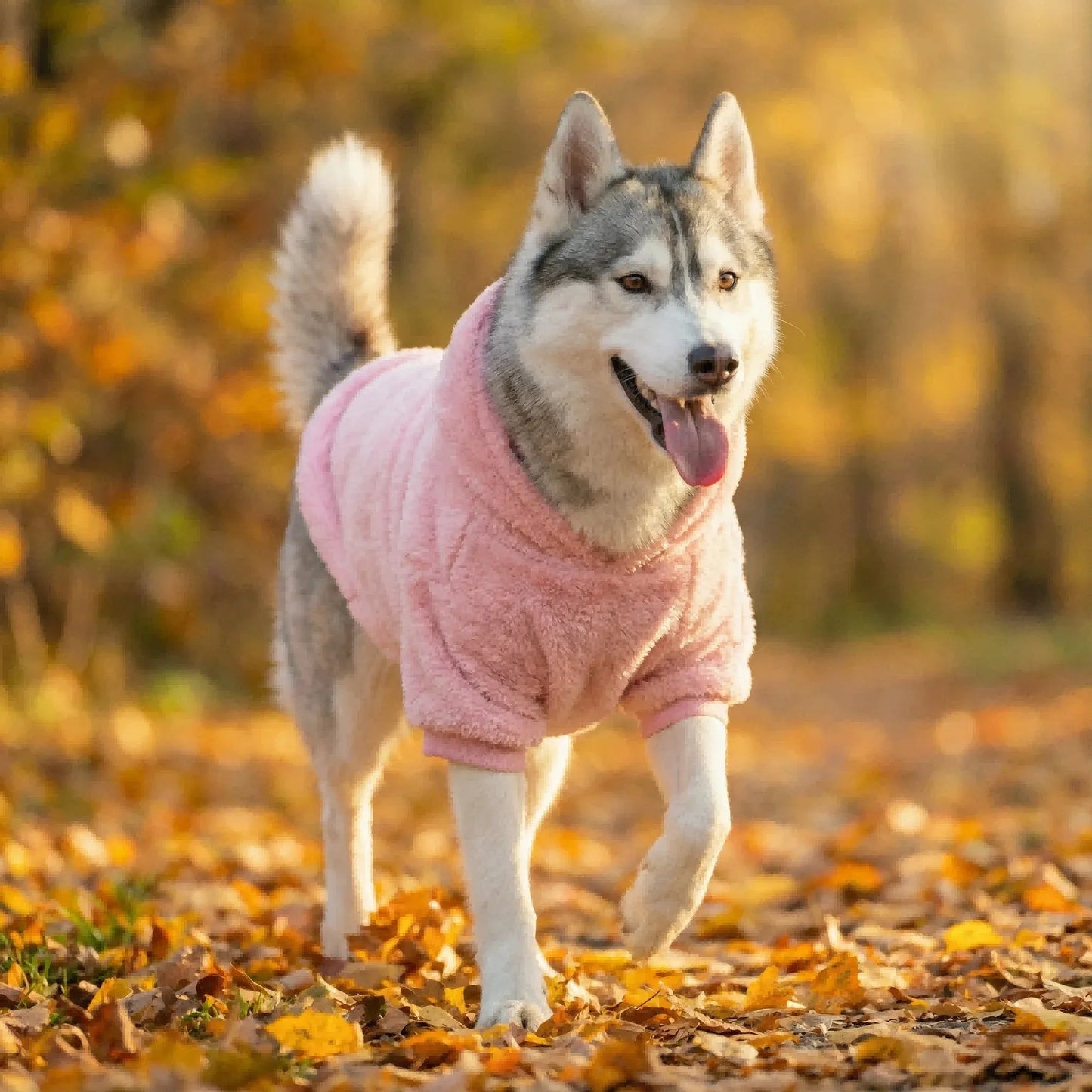 Winter Warm Pet Dog Clothes Soft Dog Plush Outdoor Coat Labrador Outdoor Golden Retriever Clothing With Hat