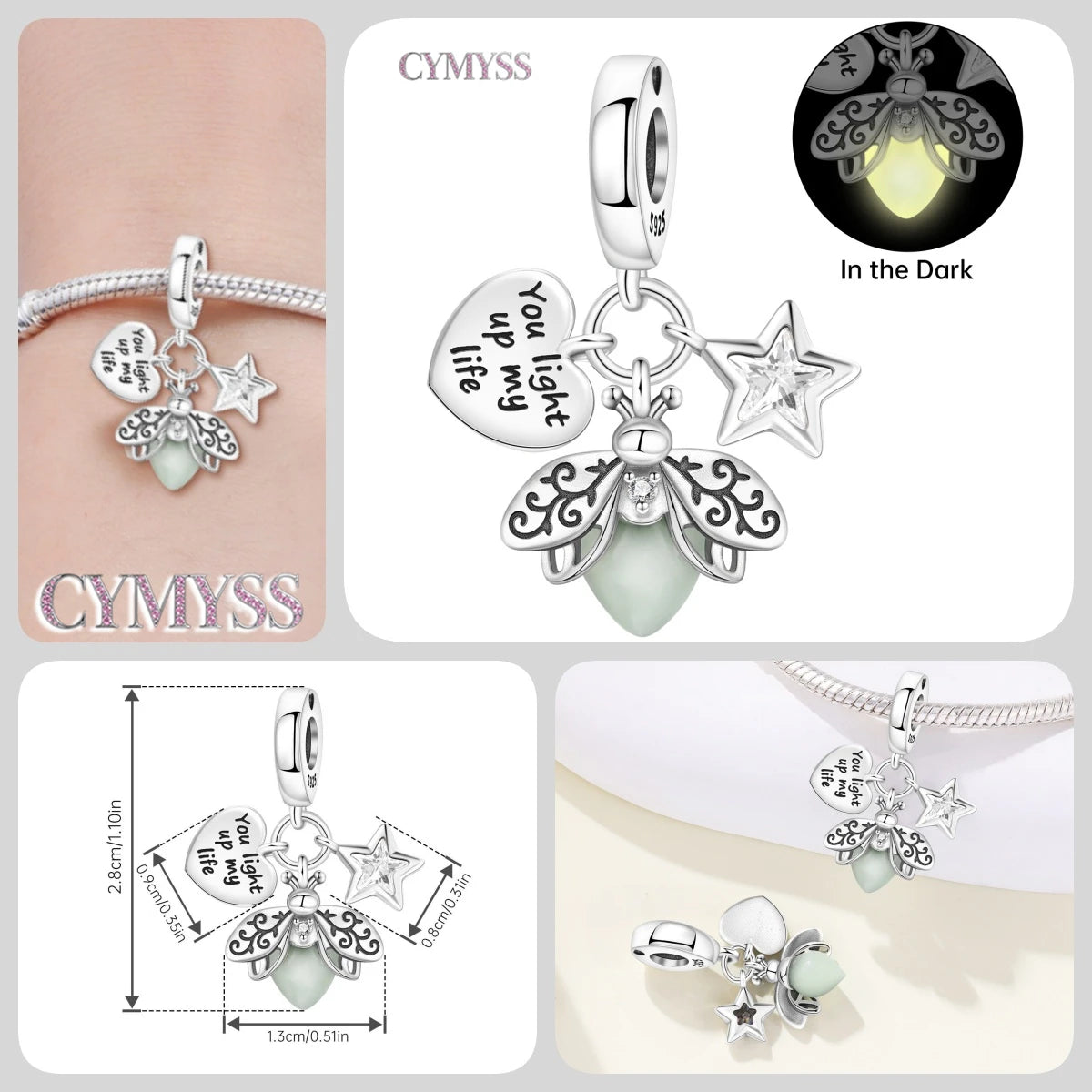 925 Sterling Silver Plated Bee Sunflower Butterfly Charm Pendant Fine Jewelry Women DIY Bracelet Necklace Birthday Party Gift