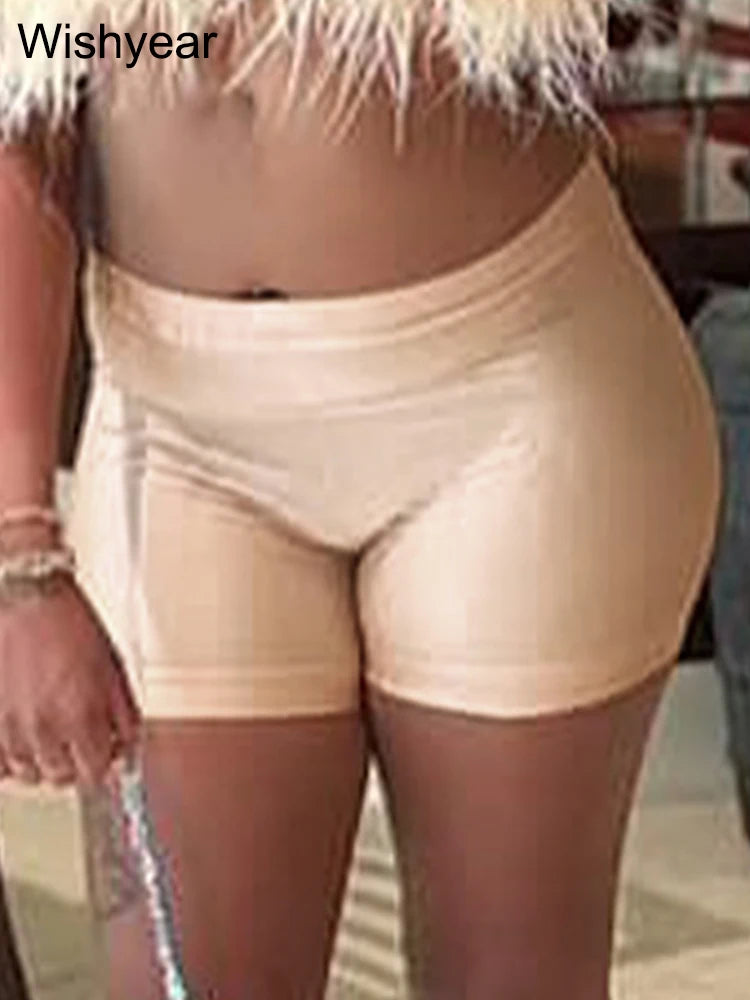Trendy Night Club Women's High Shine Stretch Satin Hot Pants Sports Scrunch Shorts Workout Running Leggings Athletic Bottoms y2k